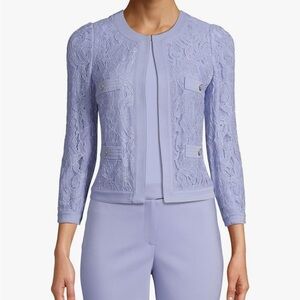 Anne Klein Women's Light Purple Lace Blazer 6 lavender framed jacket